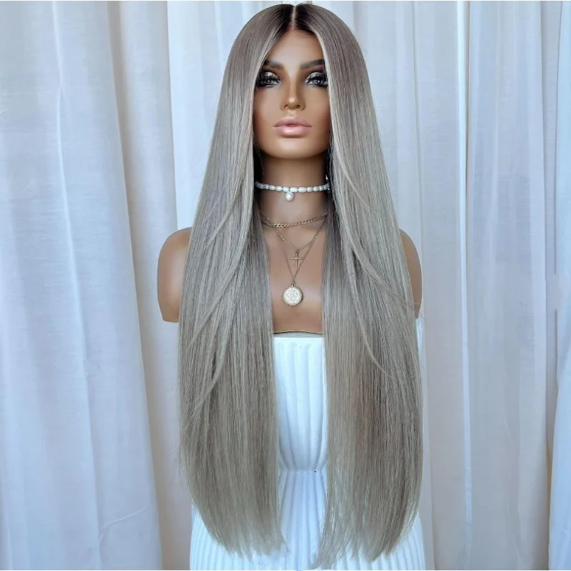 Длинный светло-пепельно-прямой парик с эффектом омбре для женщин, 26 дюймов, прямой парик со средней частью, термостойкий парик из синтетического волокна
Длинный светло-пепельно-прямой парик с эффектом омбре для женщин, 26 дюймов, прямой парик со средней частью, термостойкий парик из синтетического волокна