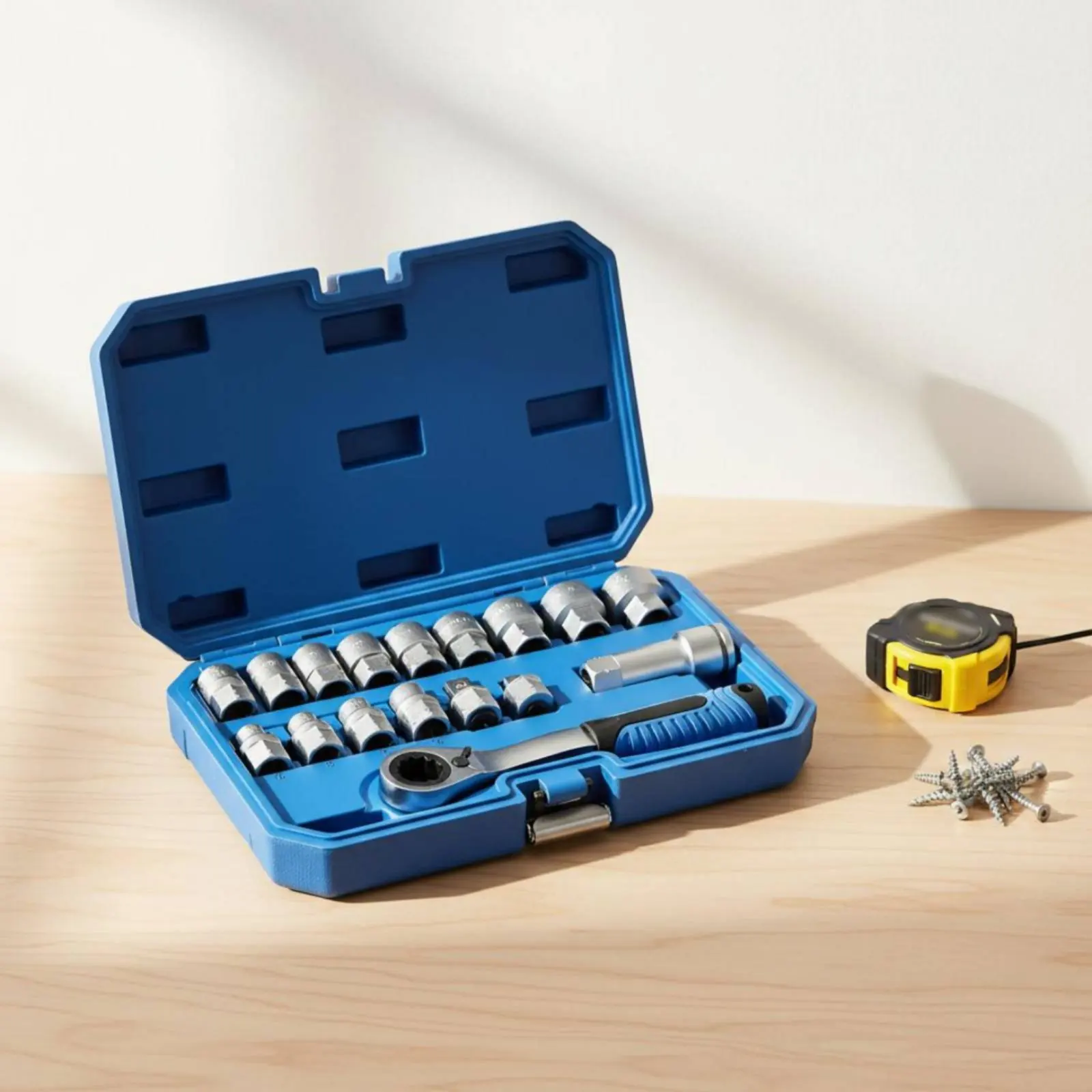 17 Pieces 12-Point Socket Set Tight Space Reach Ratchet Socket Wrench Kit Hand Tools Sturdy Case Quick Release Switch
17 Pieces 12-Point Socket Set Tight Space Reach Ratchet Socket Wrench Kit Hand Tools Sturdy Case Quick Release Switch