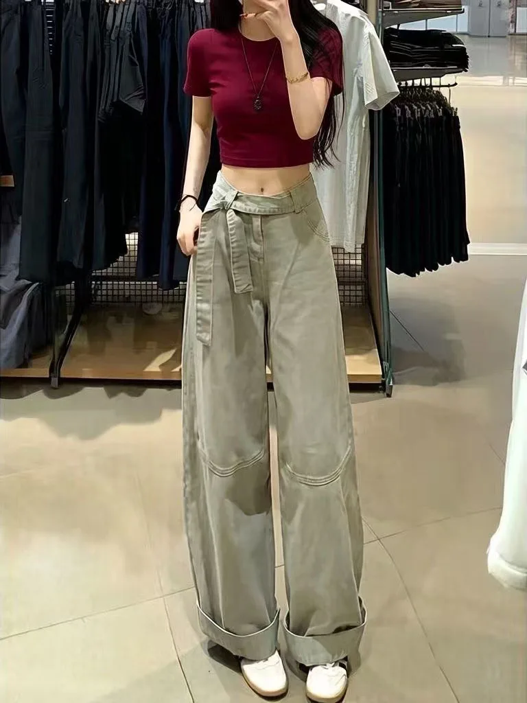 Gray Green Wide Leg Jeans Women's Loose Slimming Design Straight Floor-Length Pants Trendy High Waist Denim Casual Pure Color
Gray Green Wide Leg Jeans Women's Loose Slimming Design Straight Floor-Length Pants Trendy High Waist Denim Casual Pure Color