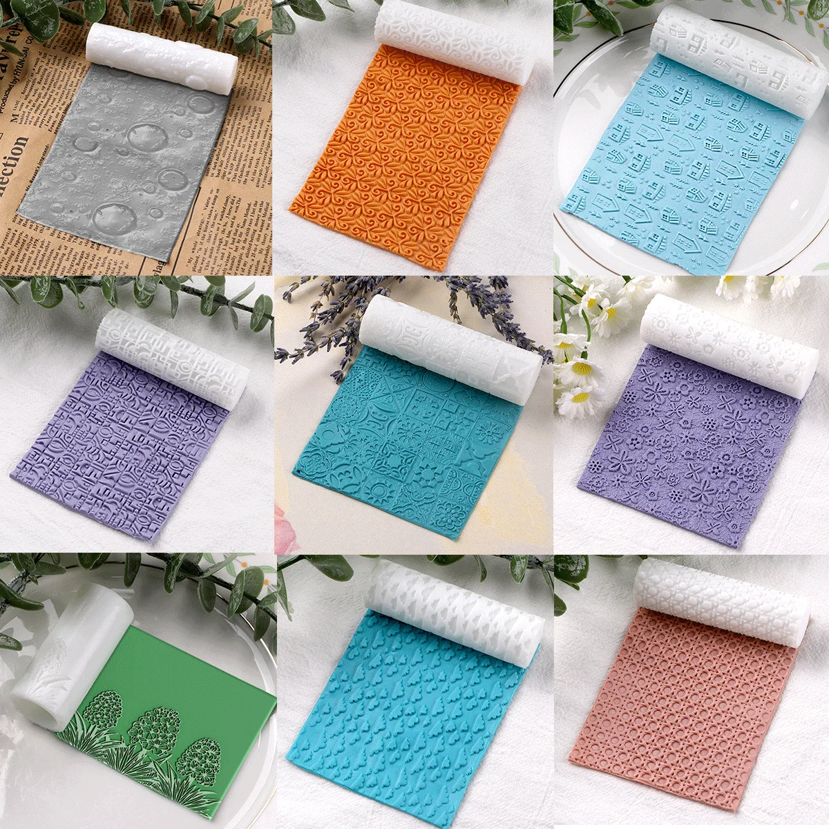 9 Styles Clay Texture Rollers, Multi-Pattern Embossing Tools for Polymer Clay Jewelry & Pottery
9 Styles Clay Texture Rollers, Multi-Pattern Embossing Tools for Polymer Clay Jewelry & Pottery