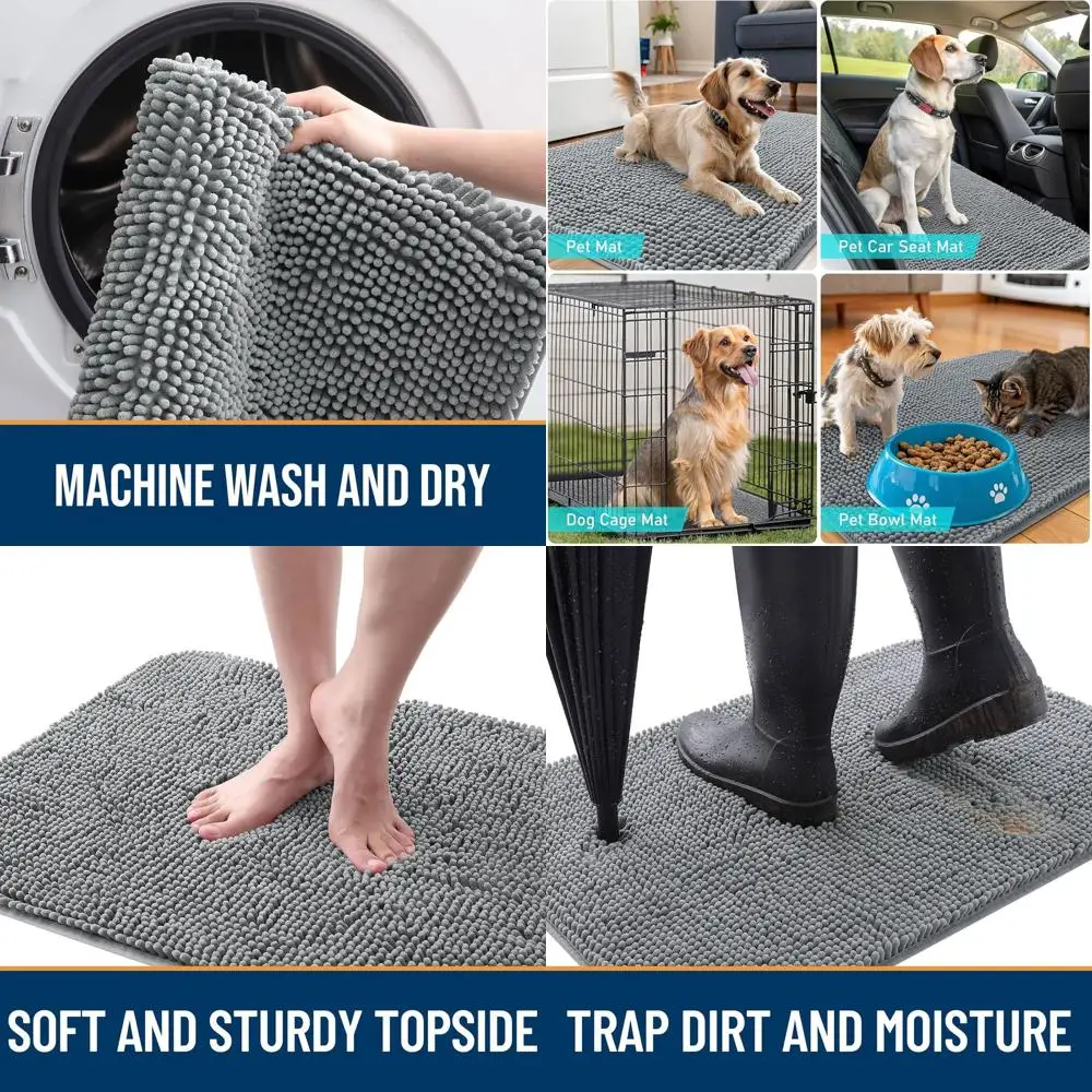 Нескользящий впитывающий коврик для собак 59x35 см, быстросохнущий, из шенилла, серый
Нескользящий впитывающий коврик для собак 59x35 см, быстросохнущий, из шенилла, серый