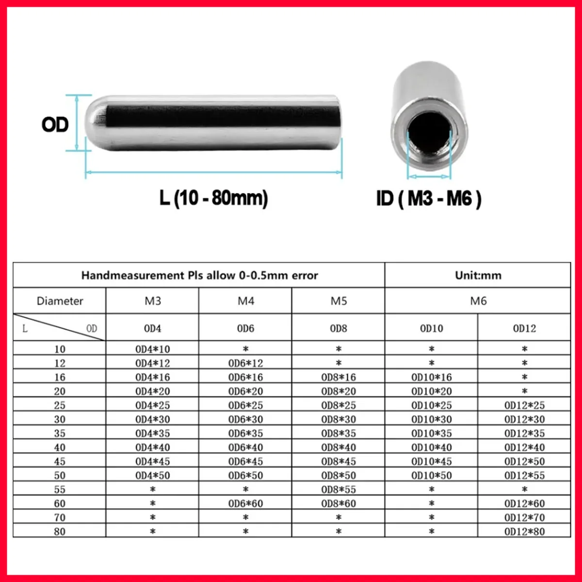 304 Stainless Steel Hollow Cylindrical Locating Pin, Internal Thread Round Head Pin With Hole Fastener M3/M4/M5/M6/M8/M16
304 Stainless Steel Hollow Cylindrical Locating Pin, Internal Thread Round Head Pin With Hole Fastener M3/M4/M5/M6/M8/M16