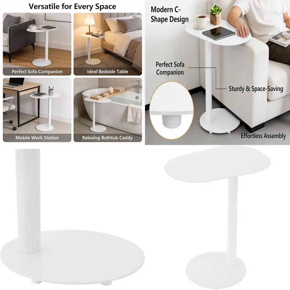 C-Shaped Metal Side Table for Snacks, TV Viewing, Living and Outdoor Spaces in White
C-Shaped Metal Side Table for Snacks, TV Viewing, Living and Outdoor Spaces in White