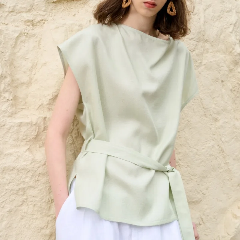 Summer Women's Linen Swing Neck Tops 2025 New Office Ladies Tie Cotton Linen Tees Elegant Loose Short Sleeved T-Shirts
Summer Women's Linen Swing Neck Tops 2025 New Office Ladies Tie Cotton Linen Tees Elegant Loose Short Sleeved T-Shirts