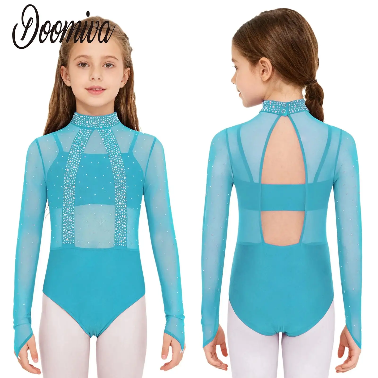 Kid Girls Figure Skating Rhythmic Gymnastics Dance Leotard Long Sleeve Rhinestones Sheer Mesh Bodice Leotard Performance Costume
Kid Girls Figure Skating Rhythmic Gymnastics Dance Leotard Long Sleeve Rhinestones Sheer Mesh Bodice Leotard Performance Costume