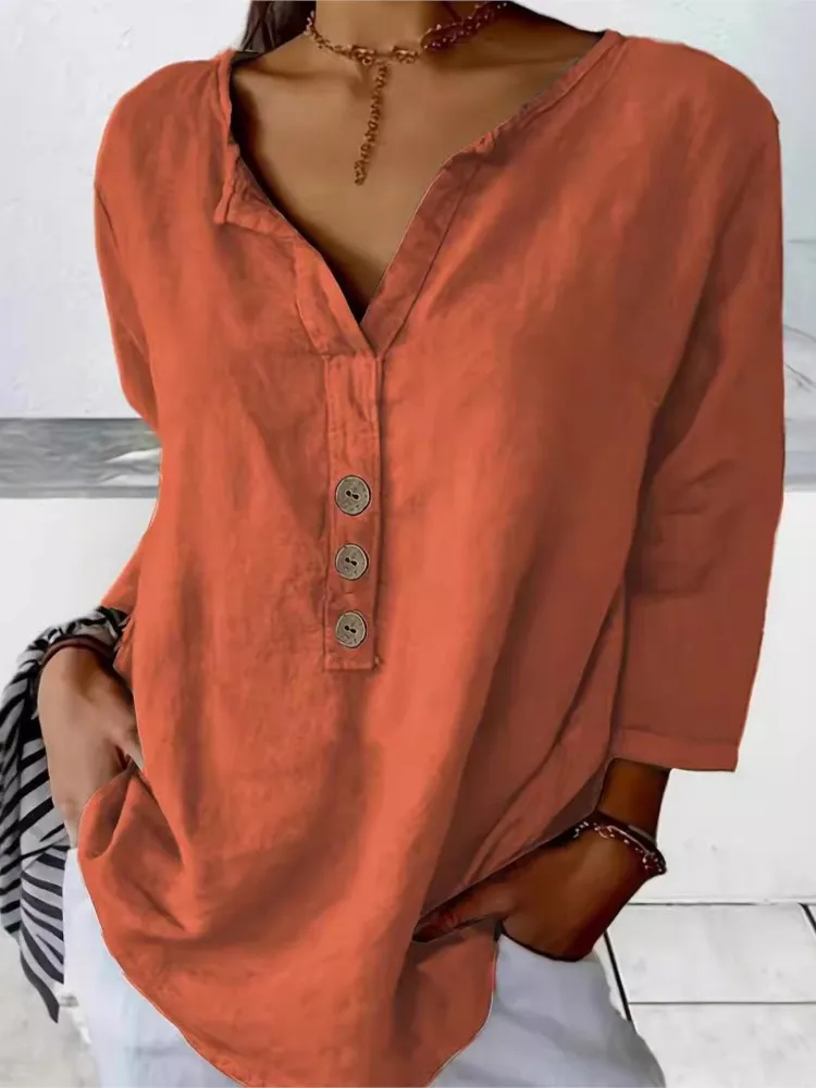 Casual V Neck Shirt Top Lady Fashion Long Sleeve Button Pullover Shirts Tops For Women Spring Summer Holiday Womens Clothing New
Casual V Neck Shirt Top Lady Fashion Long Sleeve Button Pullover Shirts Tops For Women Spring Summer Holiday Womens Clothing New