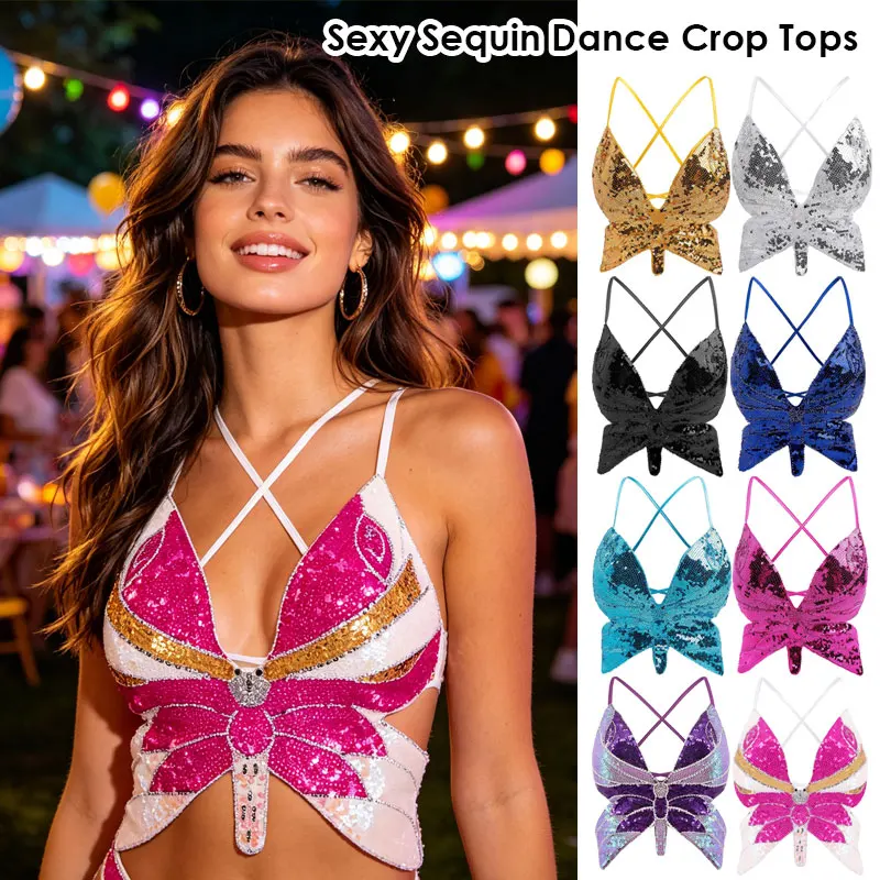 Lady Latin Dance Tops Fashion Sequins Belly Dance Bra Women Sexy Stage Performance Costume Creative Butterfly Design Bras Tops
Lady Latin Dance Tops Fashion Sequins Belly Dance Bra Women Sexy Stage Performance Costume Creative Butterfly Design Bras Tops