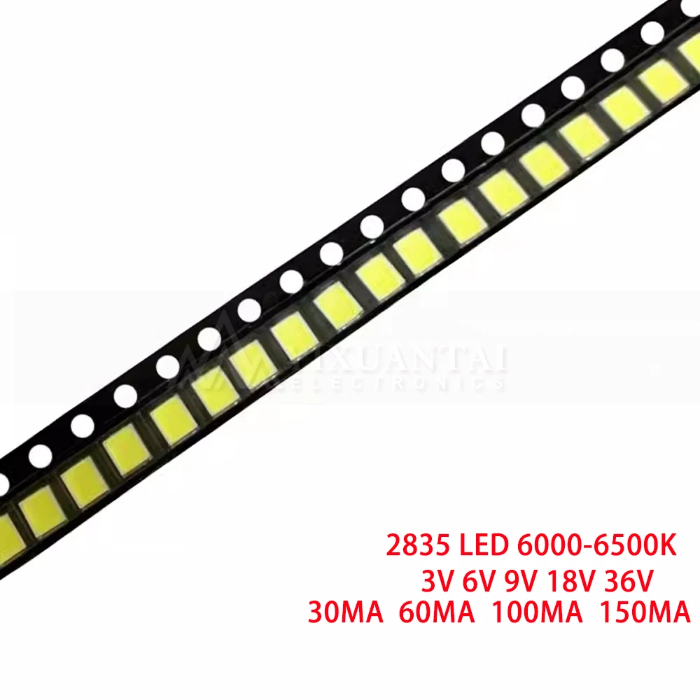 100pcs High Brightness SMD LED 2835 1W 0.5W 0.2W White 3V 6V 9V 18V 36V 150MA/100MA/30MA/60MA/80MA 6000-6500K
100pcs High Brightness SMD LED 2835 1W 0.5W 0.2W White 3V 6V 9V 18V 36V 150MA/100MA/30MA/60MA/80MA 6000-6500K