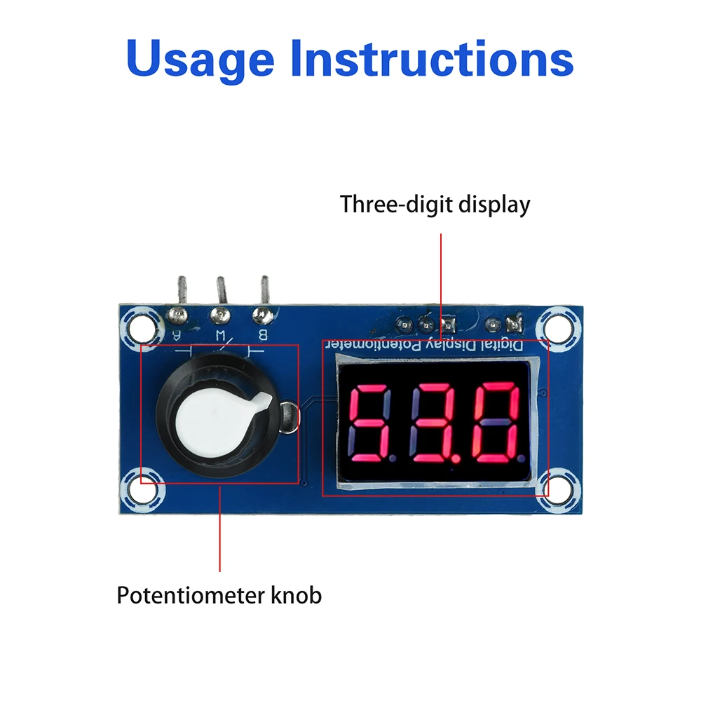 Digital Display Potentiometer Module 5K 10K 20K Adjustable Resistor with Real-Time LED Display for Circuit Debugging
Digital Display Potentiometer Module 5K 10K 20K Adjustable Resistor with Real-Time LED Display for Circuit Debugging
