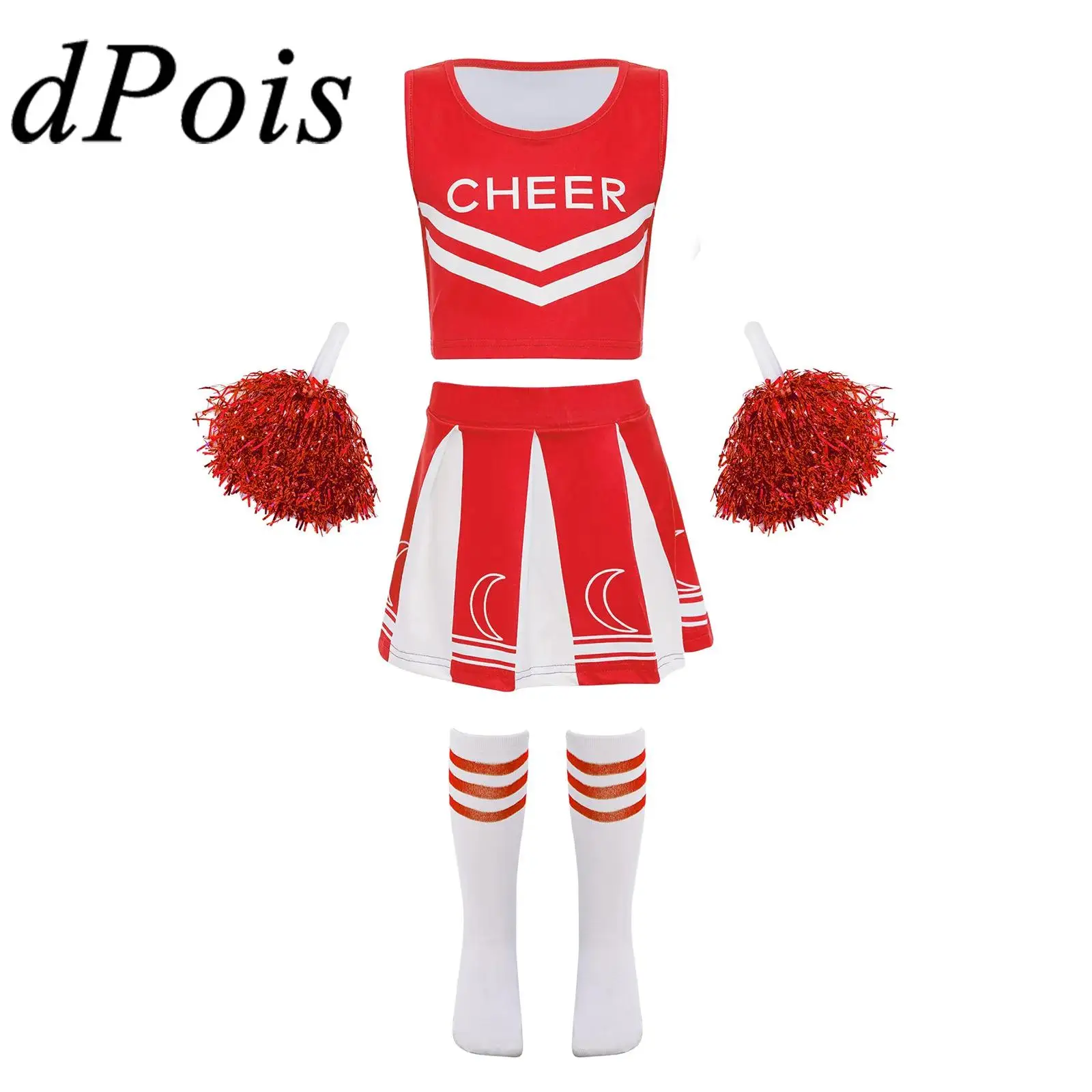 Girls Letter Print Crop Top with Contrast Color Pleated Skirt Cheerleader Costume Roleplay Cheerleading Performance Outfit
Girls Letter Print Crop Top with Contrast Color Pleated Skirt Cheerleader Costume Roleplay Cheerleading Performance Outfit