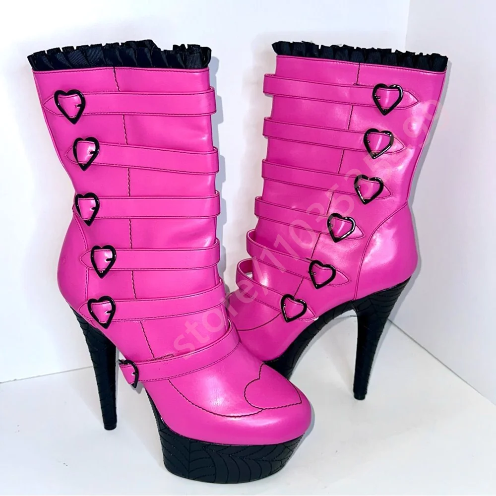 Женские розово-красные ботинки на шпильке с пряжкой, ботильоны с круглым носком, осенние повседневные вечерние уличные модные сценические ботинки
Женские розово-красные ботинки на шпильке с пряжкой, ботильоны с круглым носком, осенние повседневные вечерние уличные модные сценические ботинки