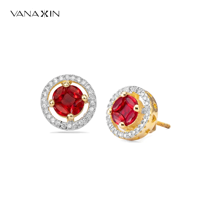 VANAXIN Luxury Red Zircon Stud Earrings For Women Fashion Elegant Female Wedding Jewelry Gift
VANAXIN Luxury Red Zircon Stud Earrings For Women Fashion Elegant Female Wedding Jewelry Gift