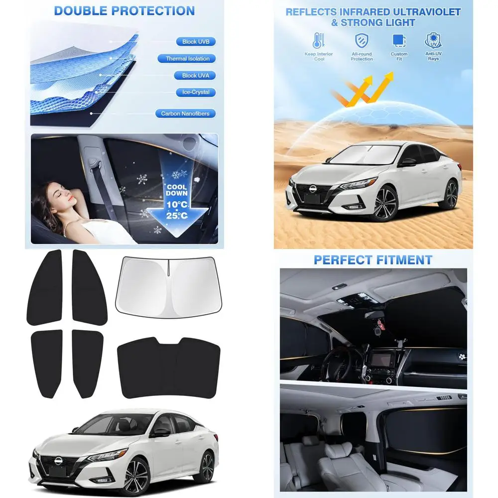Windshield Sunshade Set for Nissan Sentra 2020-2026, Black, 6-Piece, Side & Rear Window Shade, Privacy & UV Protection, Vehicle
Windshield Sunshade Set for Nissan Sentra 2020-2026, Black, 6-Piece, Side & Rear Window Shade, Privacy & UV Protection, Vehicle