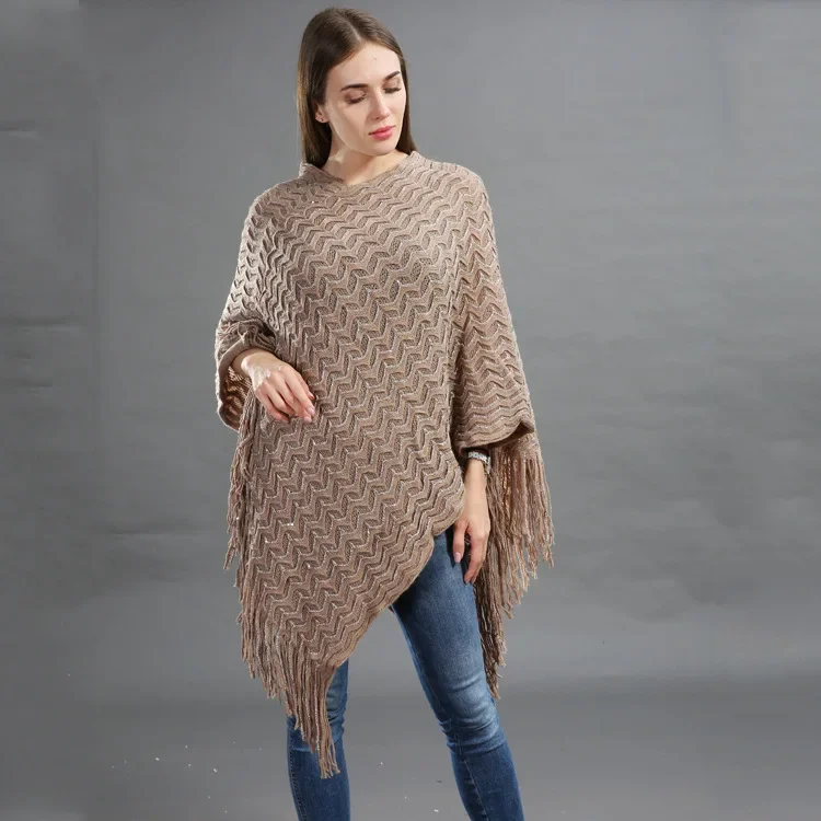 Spring Autumn Women Loose Versatile Solid Knitwear Pullover Fashion Street Poncho Lady Capes Khaki Cloaks
Spring Autumn Women Loose Versatile Solid Knitwear Pullover Fashion Street Poncho Lady Capes Khaki Cloaks