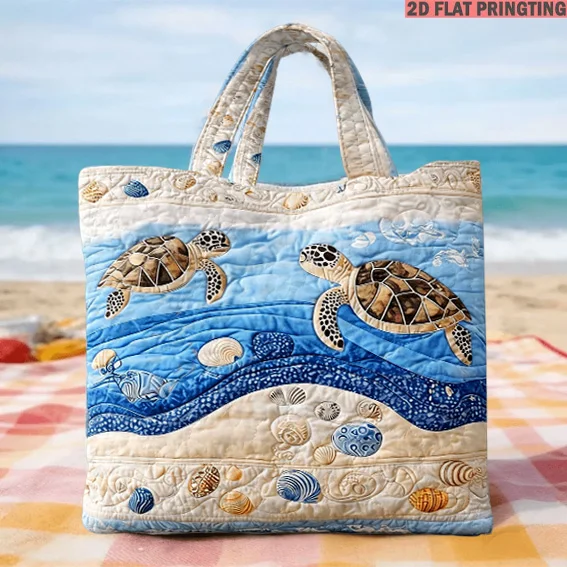 1pc Women's Quilted Tote Bag, 2D Flat Print Turtle Sea Waves Shells Sand Beach Pattern Multi-Functional Capacity Quilted Bag
1pc Women's Quilted Tote Bag, 2D Flat Print Turtle Sea Waves Shells Sand Beach Pattern Multi-Functional Capacity Quilted Bag