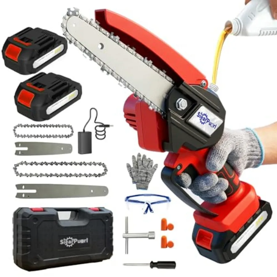 Mini Chainsaw Cordless, 4and6 Inch Electric Chainsaw Battery Powe with Automatic Oiler, Handheld Chainsaw with 2 Batteries and
Mini Chainsaw Cordless, 4and6 Inch Electric Chainsaw Battery Powe with Automatic Oiler, Handheld Chainsaw with 2 Batteries and
