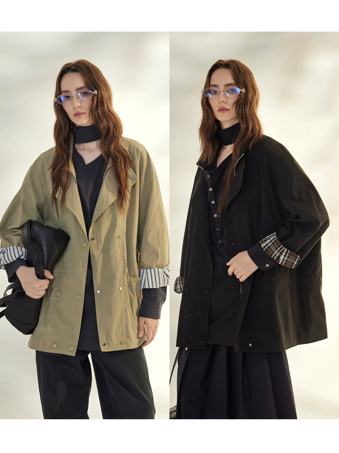 Loose Fitting Washed Cotton Double Layer Stand Collar Windbreaker Drawstring Waist Slimming Outerwear Casual Commute Style
Loose Fitting Washed Cotton Double Layer Stand Collar Windbreaker Drawstring Waist Slimming Outerwear Casual Commute Style