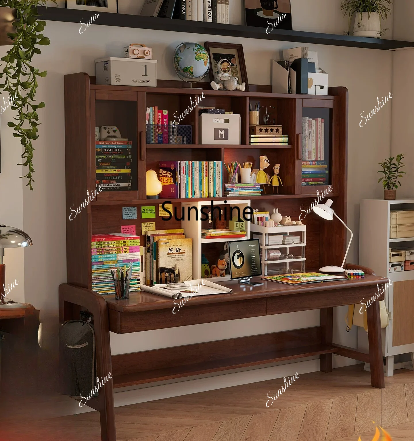 Solid wood double desk integrated home simple workbench bedroom student study
Solid wood double desk integrated home simple workbench bedroom student study