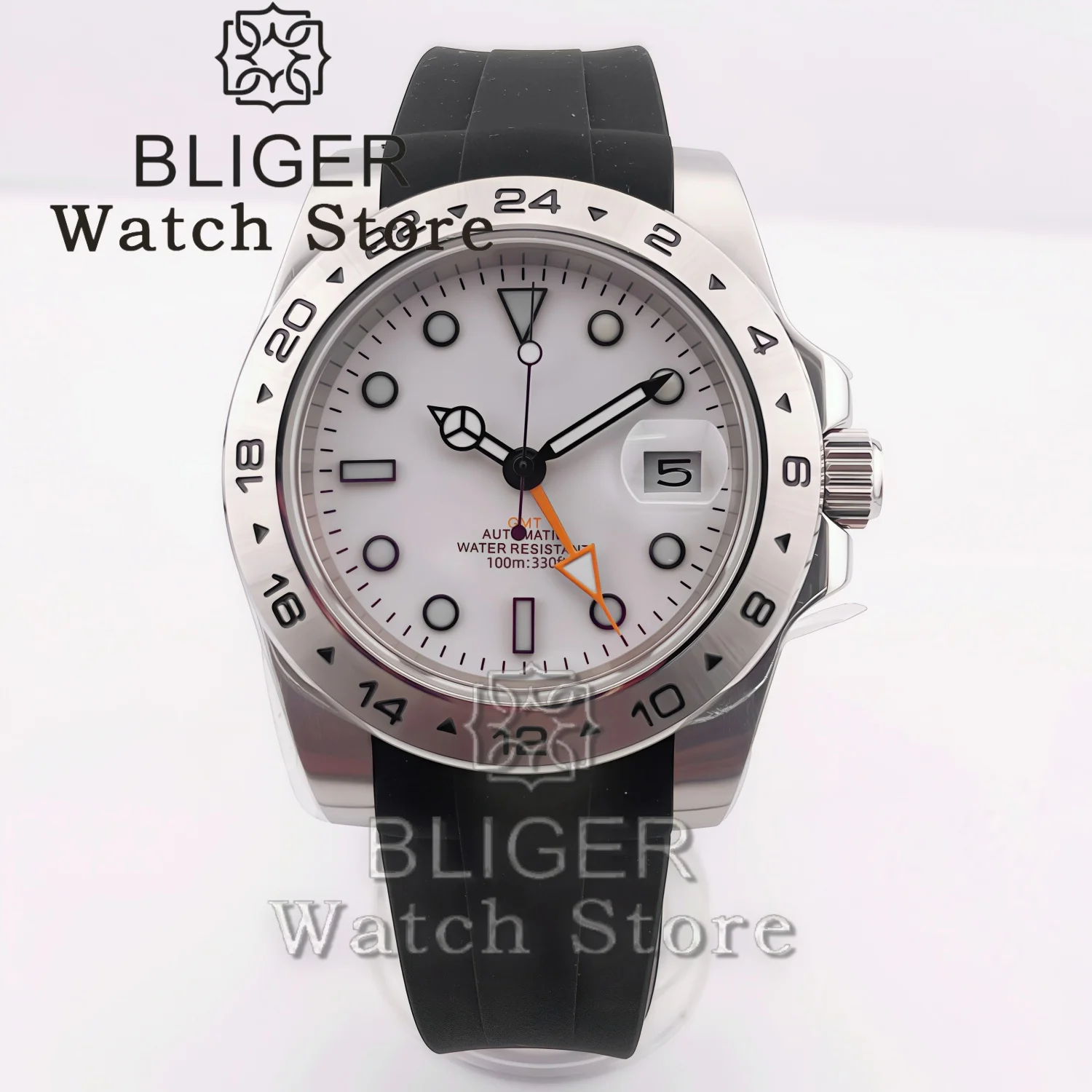 BLIGER 40mm NH34 GMT Mechanical Men's Wristwatch Waterproof 24 Hour Fixed Bezel Sapphire Glass Luminous steel rubber strap
BLIGER 40mm NH34 GMT Mechanical Men's Wristwatch Waterproof 24 Hour Fixed Bezel Sapphire Glass Luminous steel rubber strap