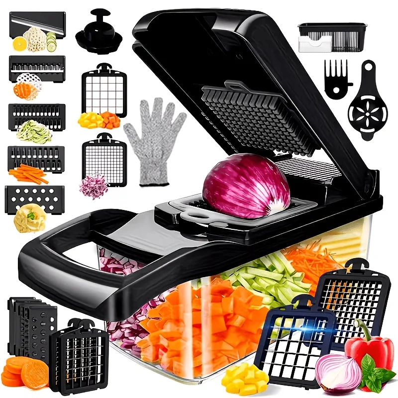 Food Chopper | Onion Chopper | Vegetable Chopper| Chopper | Vegetable Slicer with 12 Blades | Vegetable Strainer Basket | Salad, Potato & Carrot Dicer | Garlic Container & Vegetable Prep Tool
Food Chopper | Onion Chopper | Vegetable Chopper| Chopper | Vegetable Slicer with 12 Blades | Vegetable Strainer Basket | Salad, Potato & Carrot Dicer | Garlic Container & Vegetable Prep Tool