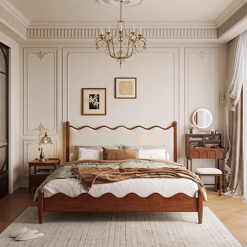 Cream wind retro bed medium antique big bed small apartment full double Nordic ash wood solid wood bed
Cream wind retro bed medium antique big bed small apartment full double Nordic ash wood solid wood bed