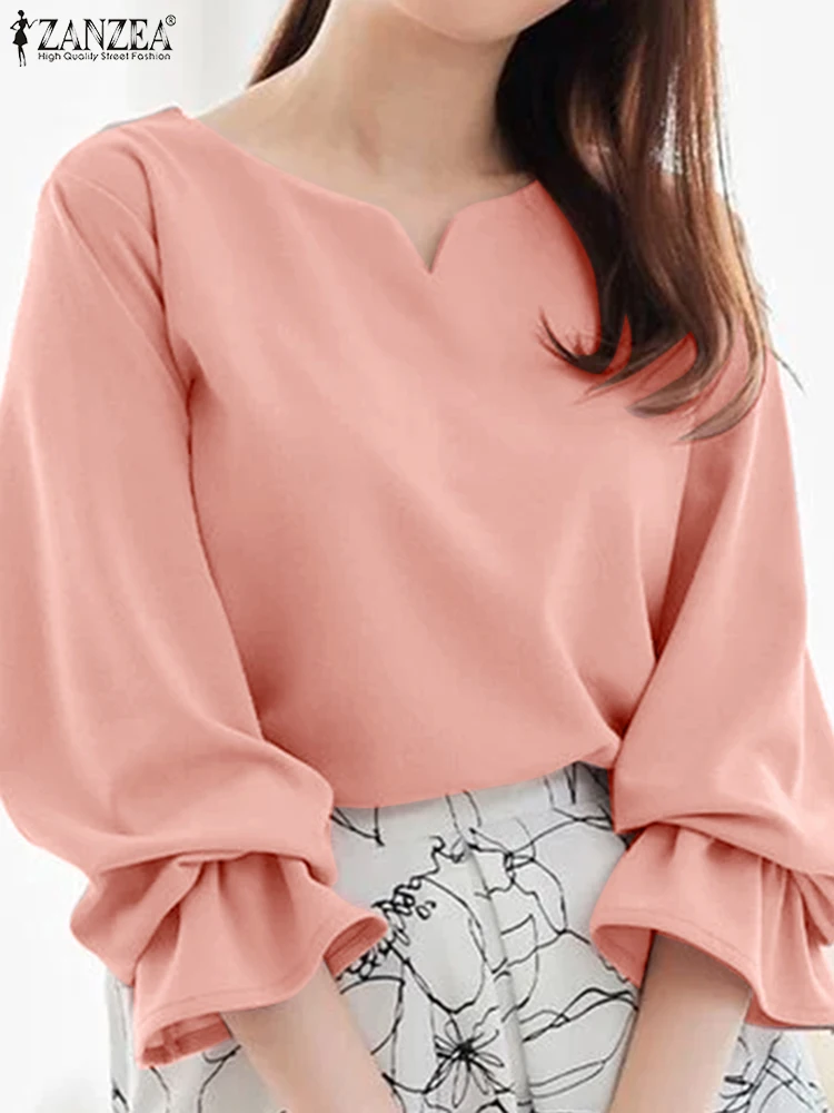ZANZEA Everyday Solid Color Blusas Mujer Elegant Long Flared Sleeves V Neck Casual Blouses 2025 Spring Women's Office Lady Tops
ZANZEA Everyday Solid Color Blusas Mujer Elegant Long Flared Sleeves V Neck Casual Blouses 2025 Spring Women's Office Lady Tops
