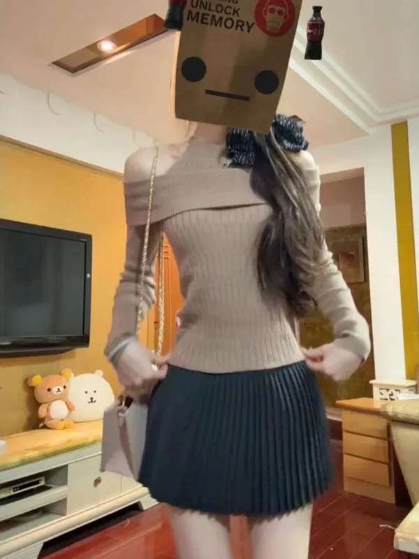 Korean Sle Pure Desire One oulder Knitted Sweater Slim Fit Beautiful Faionable Casual Streetwear Travel Commute
Korean Sle Pure Desire One oulder Knitted Sweater Slim Fit Beautiful Faionable Casual Streetwear Travel Commute