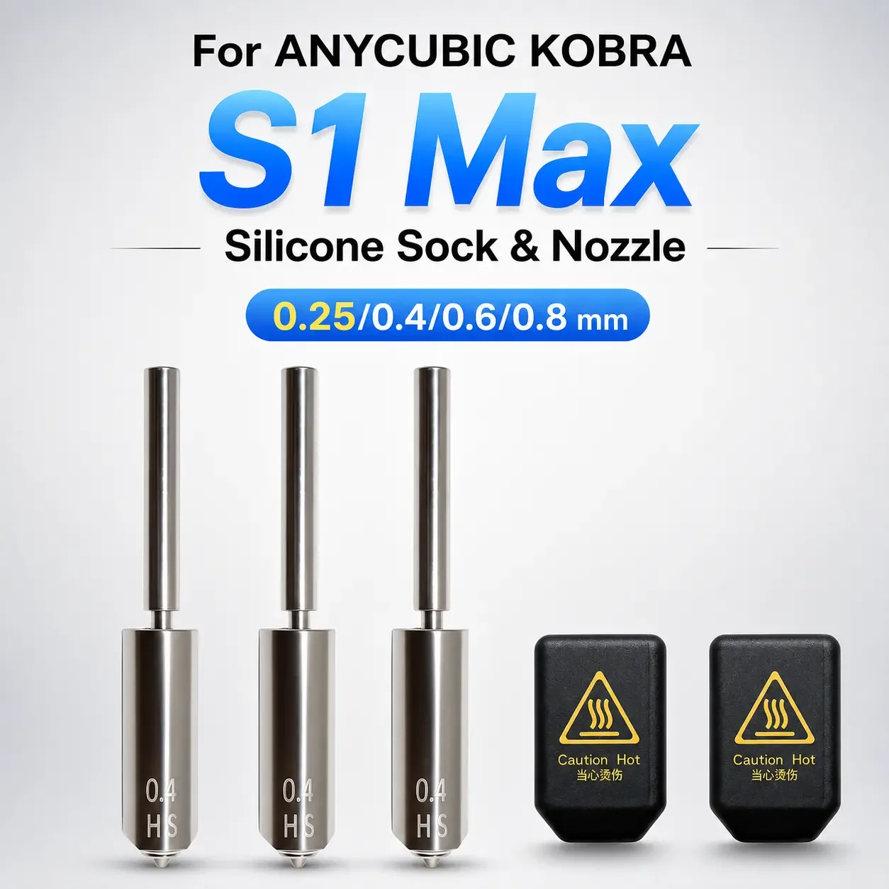 For Kobra s1 MAX 0.25 0.4 0.6 0.8MM Integrated Hardened Steel Nozzles Kobra S1 MAX Combo with Silicone Cover Sock Quick-Swap
For Kobra s1 MAX 0.25 0.4 0.6 0.8MM Integrated Hardened Steel Nozzles Kobra S1 MAX Combo with Silicone Cover Sock Quick-Swap