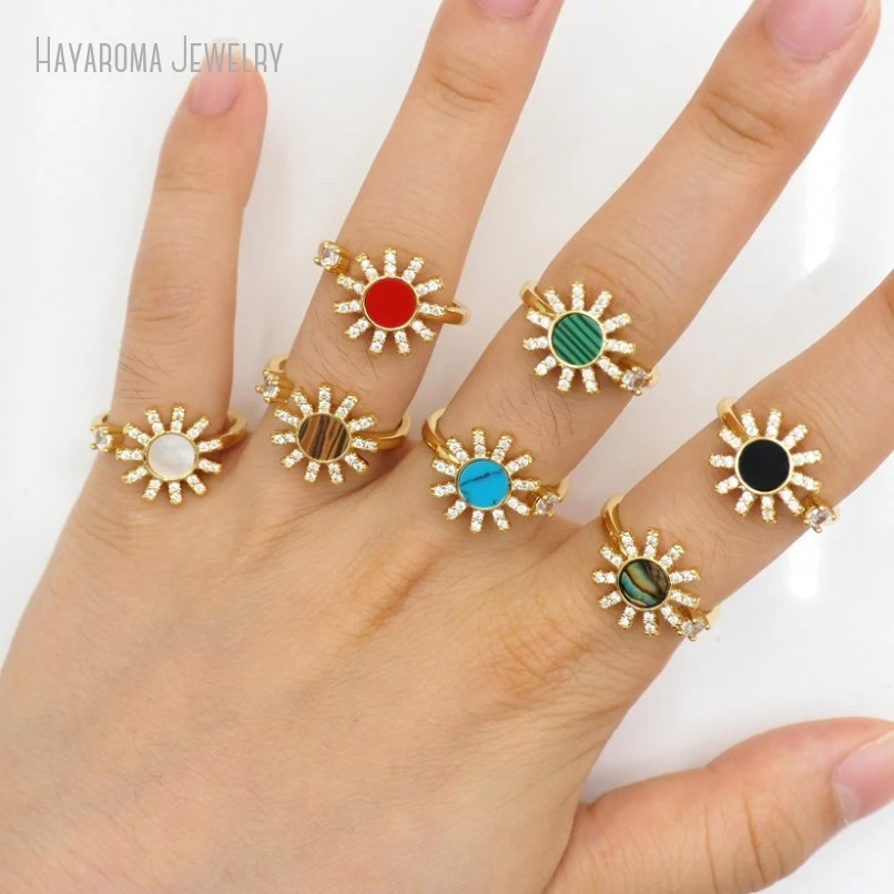 10Pcs Invisible Setting Wholesale Black Round Coin Shape Circle Sun Gold Color Copper Ring RM50936
10Pcs Invisible Setting Wholesale Black Round Coin Shape Circle Sun Gold Color Copper Ring RM50936