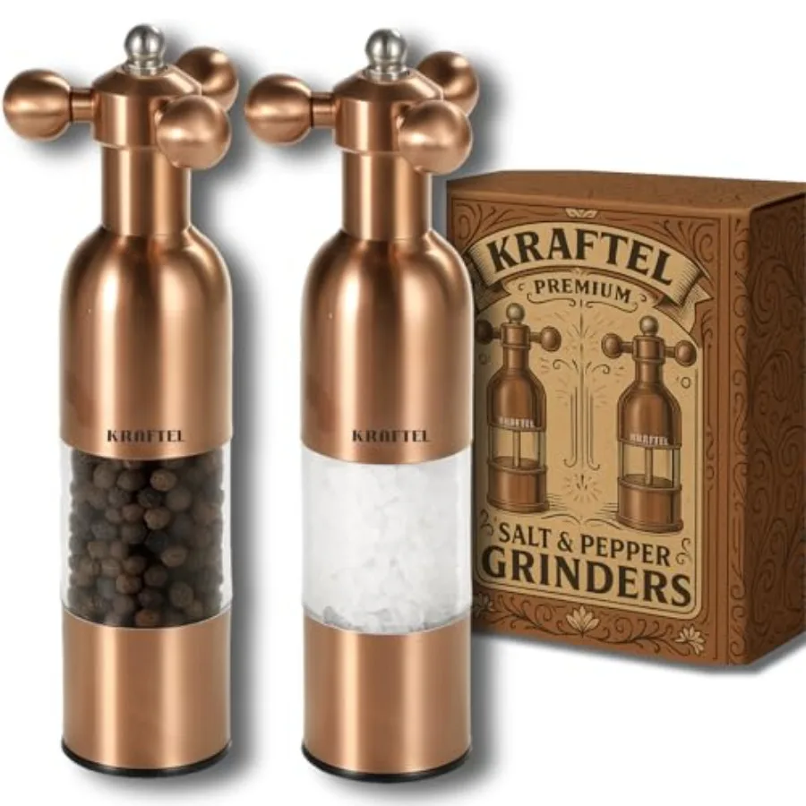 Premium 8" Salt and Pepper Grinder 2PK. Large Peppermill - Refillable Adjustable Coarse Antique Stainless Steel Spice Shaker. C
Premium 8" Salt and Pepper Grinder 2PK. Large Peppermill - Refillable Adjustable Coarse Antique Stainless Steel Spice Shaker. C