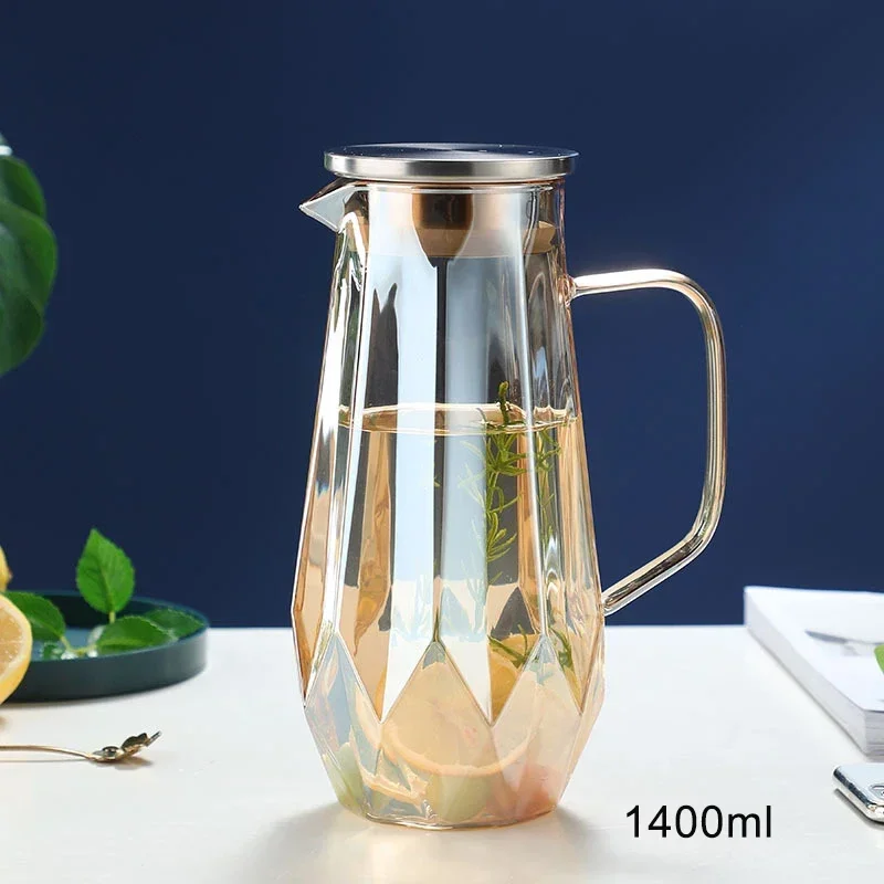 1.4/1.8L Diamond Texture Glass Teapot Grace Amber Color Hot Cold Water Jug Coffee Pot Home Water Carafe Heat-resistant
1.4/1.8L Diamond Texture Glass Teapot Grace Amber Color Hot Cold Water Jug Coffee Pot Home Water Carafe Heat-resistant