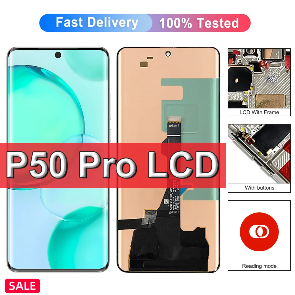 6.6'' OLED For Huawei P50 Pro JAD-AL50, JAD-LX9, JAD-AL00 LCD Display Touch Screen Digitizer Assembly P50 pro Screen Replacement
6.6'' OLED For Huawei P50 Pro JAD-AL50, JAD-LX9, JAD-AL00 LCD Display Touch Screen Digitizer Assembly P50 pro Screen Replacement