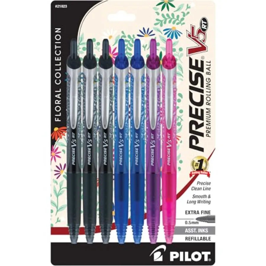 , Precise Premium Rolling Ball Pens, Floral Collection, Extra Fine Point 0.5 mm, 7 Pack, Ultra-Smooth Writing, Assorted Designs
, Precise Premium Rolling Ball Pens, Floral Collection, Extra Fine Point 0.5 mm, 7 Pack, Ultra-Smooth Writing, Assorted Designs