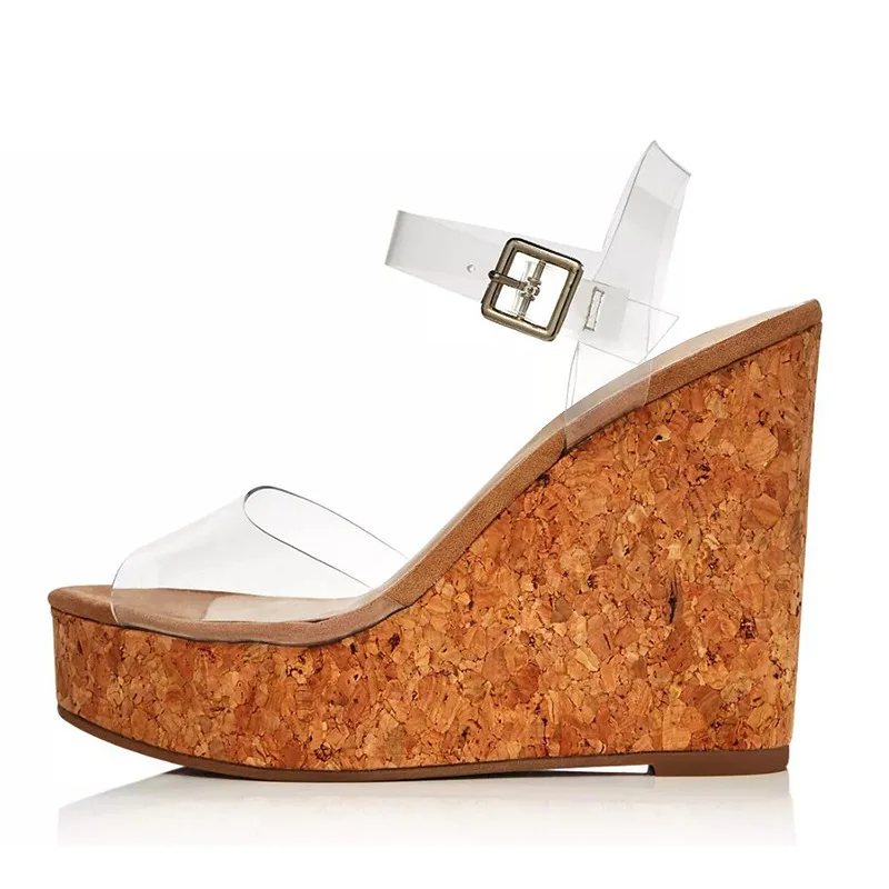 High Heel Women Sandals Wedge Heel Bag Transparent PVC Buckle
High Heel Women Sandals Wedge Heel Bag Transparent PVC Buckle