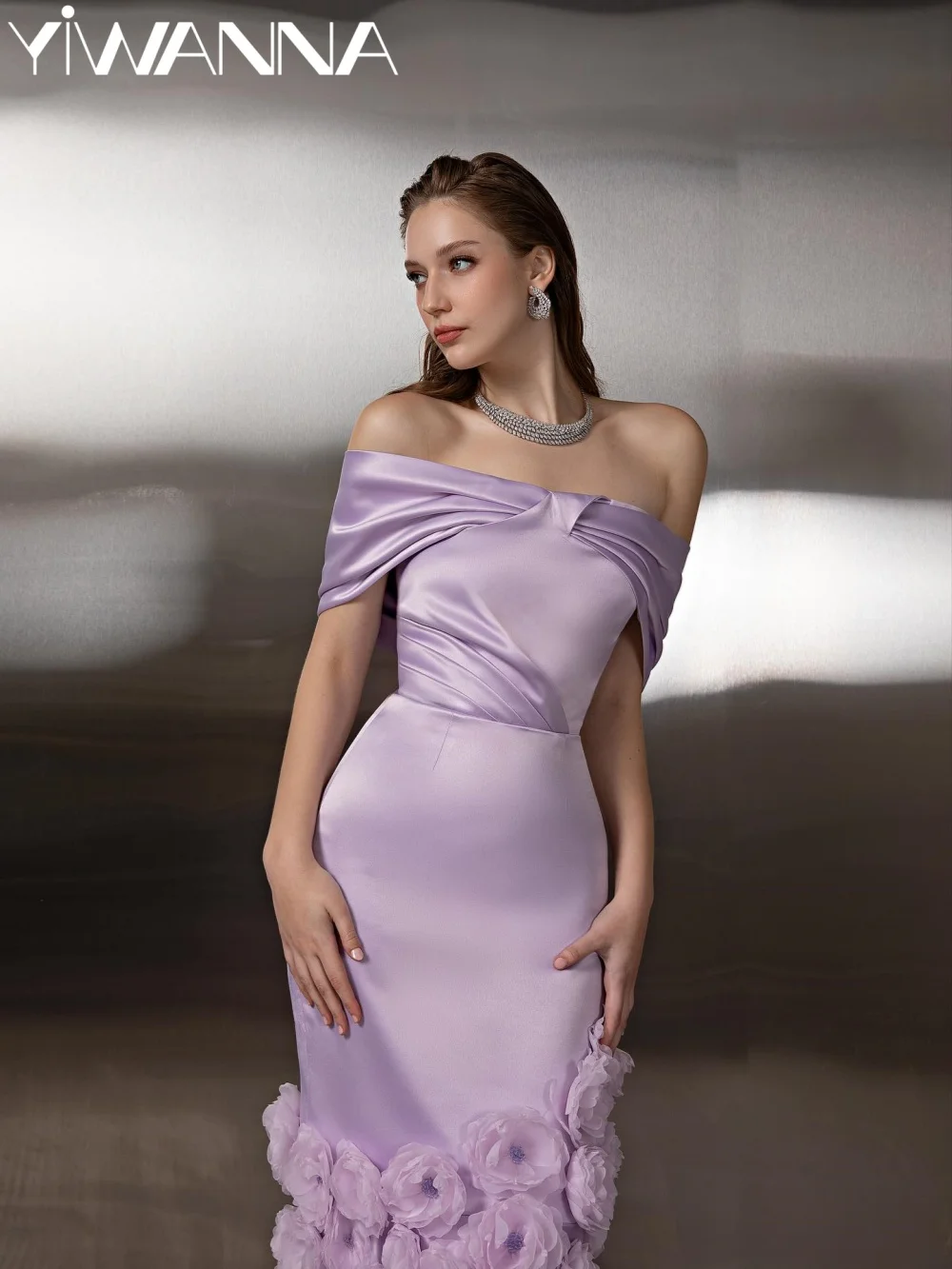 Handmade 3D Floral Evening Dress Purple Satin Mermaid Long Wedding Party Gown Customized Stylish Off Shoulder Banquet Gowns
Handmade 3D Floral Evening Dress Purple Satin Mermaid Long Wedding Party Gown Customized Stylish Off Shoulder Banquet Gowns