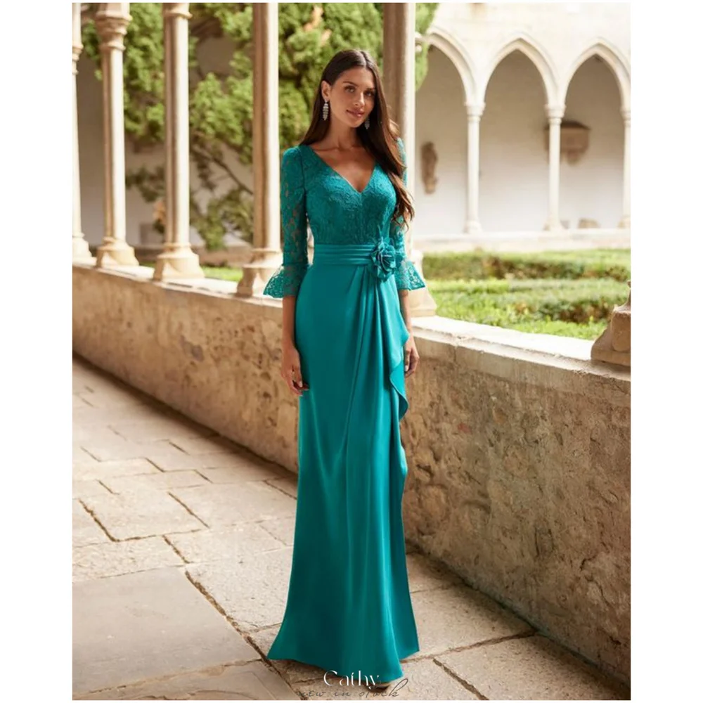 Cathy Green Flowers Lace Party Dresses Chiffon Pagoda Sleeve vestidos de noiva V Neck Ankle-Length Prom Evening Dresses 2024
Cathy Green Flowers Lace Party Dresses Chiffon Pagoda Sleeve vestidos de noiva V Neck Ankle-Length Prom Evening Dresses 2024