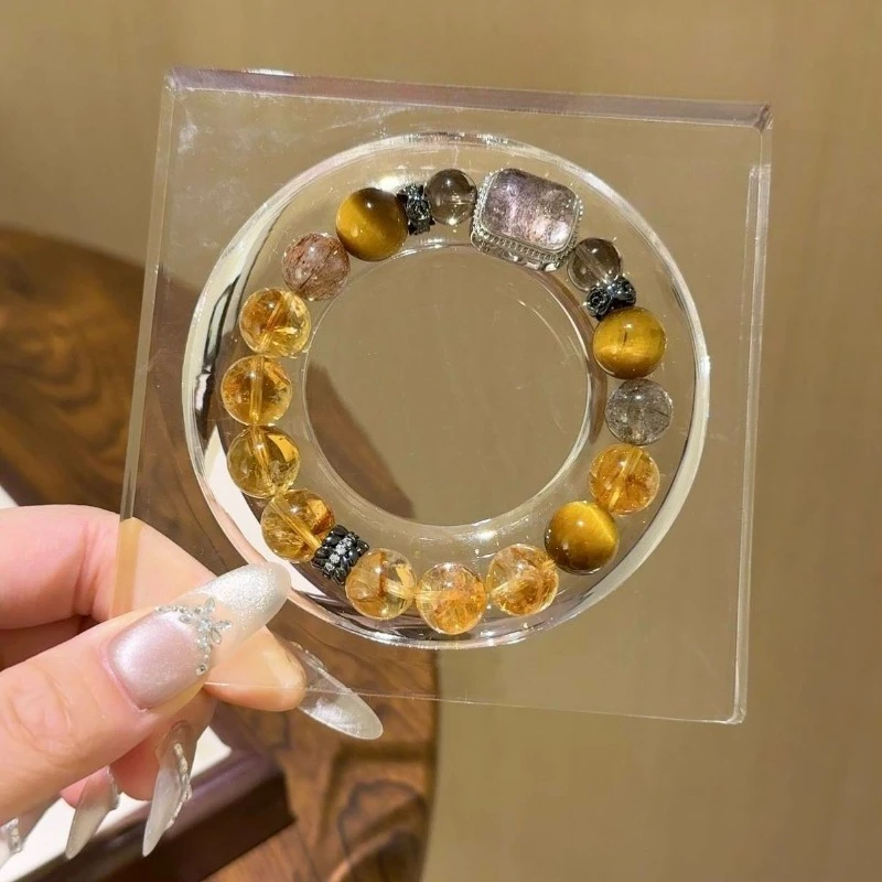 Natural Crystal Crafts Yellow Tiger Eye Yellow Tower Crystal Black Gold Super Magic Box Bracelet Fashion Elastic Rope Jewelry
Natural Crystal Crafts Yellow Tiger Eye Yellow Tower Crystal Black Gold Super Magic Box Bracelet Fashion Elastic Rope Jewelry