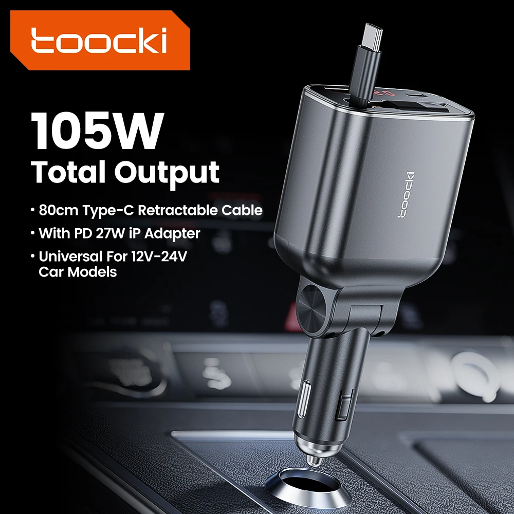 Toocki 105W Car Charger 4 in 1 Retractable Cable PPS QC PD 30W Fast Car Phone Charger For iPhone 15 14 13 Pro iPad Samsung S23
Toocki 105W Car Charger 4 in 1 Retractable Cable PPS QC PD 30W Fast Car Phone Charger For iPhone 15 14 13 Pro iPad Samsung S23