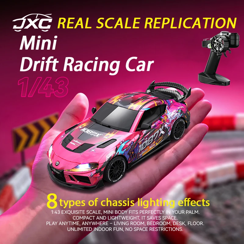 New JXC RC Car 1:43 Scale 4WD Mini Dift Racing Car with Adjustable Speed 8 Type LED Ambient Lighting Effects Children's Toy Car
New JXC RC Car 1:43 Scale 4WD Mini Dift Racing Car with Adjustable Speed 8 Type LED Ambient Lighting Effects Children's Toy Car