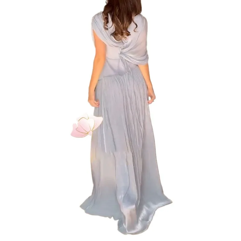 Folded long floor dress Muslim conservative banquet vestibule solid pattern
Folded long floor dress Muslim conservative banquet vestibule solid pattern