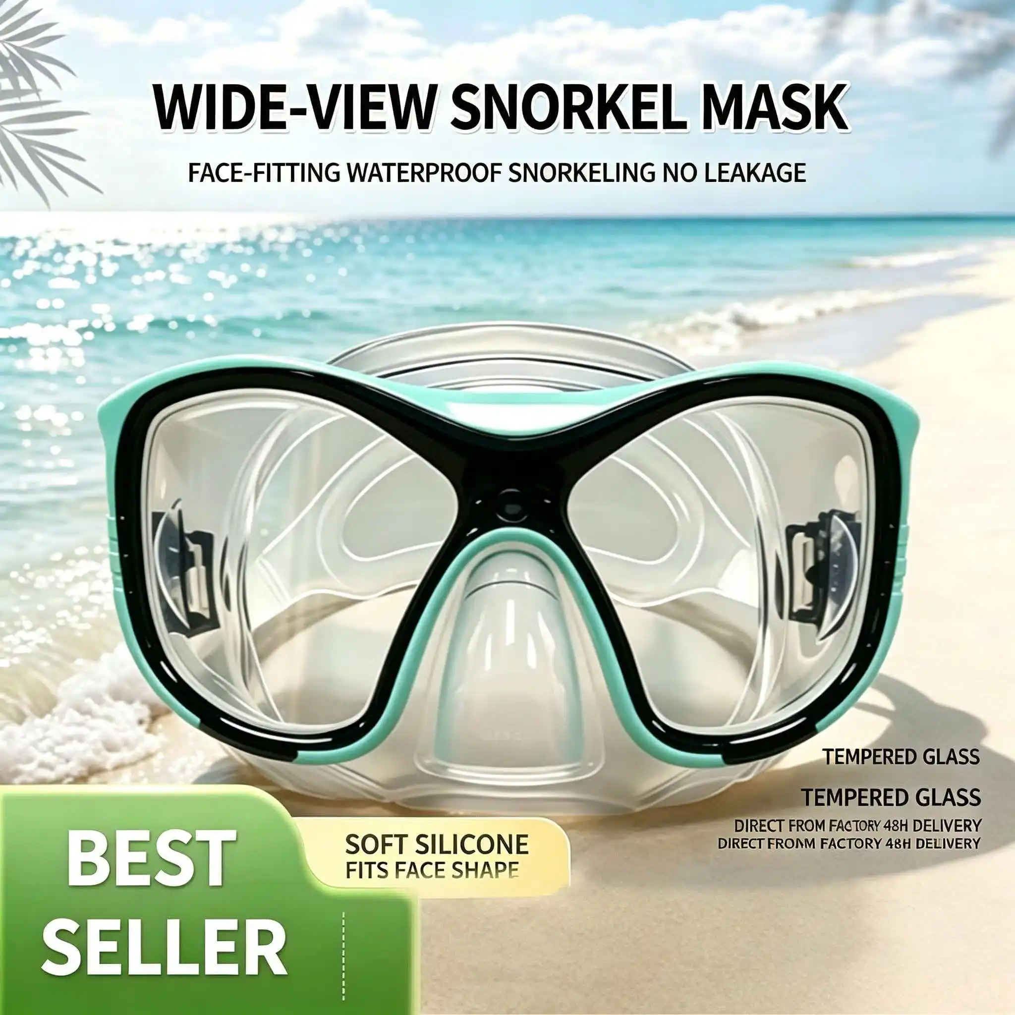 Large-Frame Diving Goggles Set: Silicone, Wide View, Tempered Glass
Large-Frame Diving Goggles Set: Silicone, Wide View, Tempered Glass