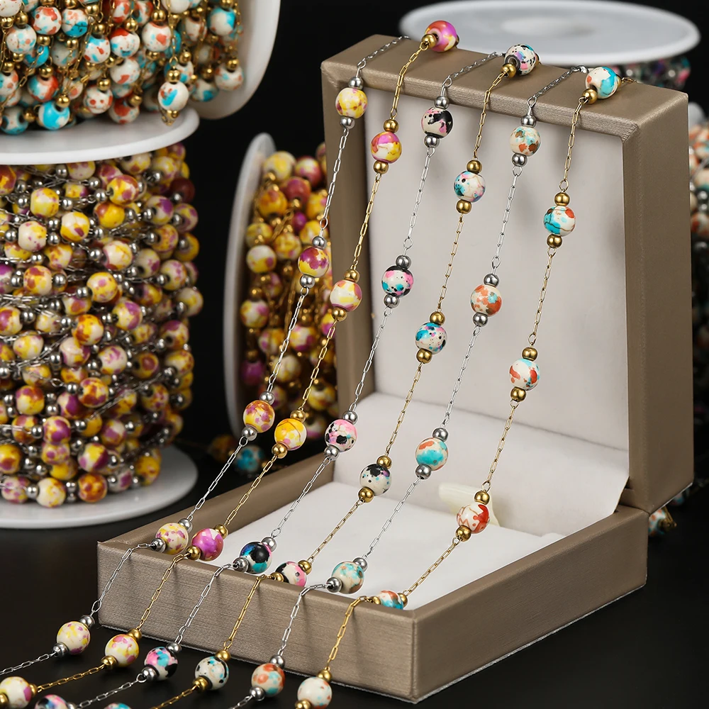 1M/Pack Colorful Stainless Steel Ceramics 6mm Round Beads Chains for DIY Necklace Bracelets Jewelry Making Accessories
1M/Pack Colorful Stainless Steel Ceramics 6mm Round Beads Chains for DIY Necklace Bracelets Jewelry Making Accessories