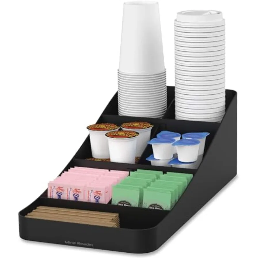 Trove 7-Compartment Coffee Condiment Organizer Sturdy Plastic Coffee and Tea Station Caddy for Sugar Creamer Stirrers Napkins C
Trove 7-Compartment Coffee Condiment Organizer Sturdy Plastic Coffee and Tea Station Caddy for Sugar Creamer Stirrers Napkins C