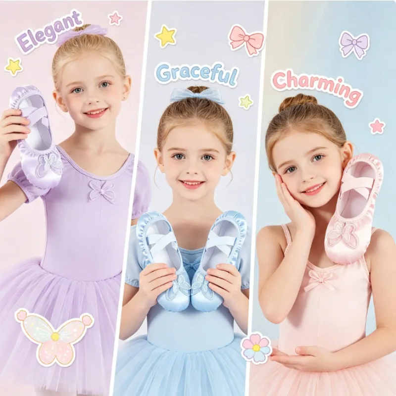 Girls Ballet Shoes Satin Embroidery Soft Butterfly Design Kids Princess Body Practice Training Dance Flats Daily Performance
Girls Ballet Shoes Satin Embroidery Soft Butterfly Design Kids Princess Body Practice Training Dance Flats Daily Performance