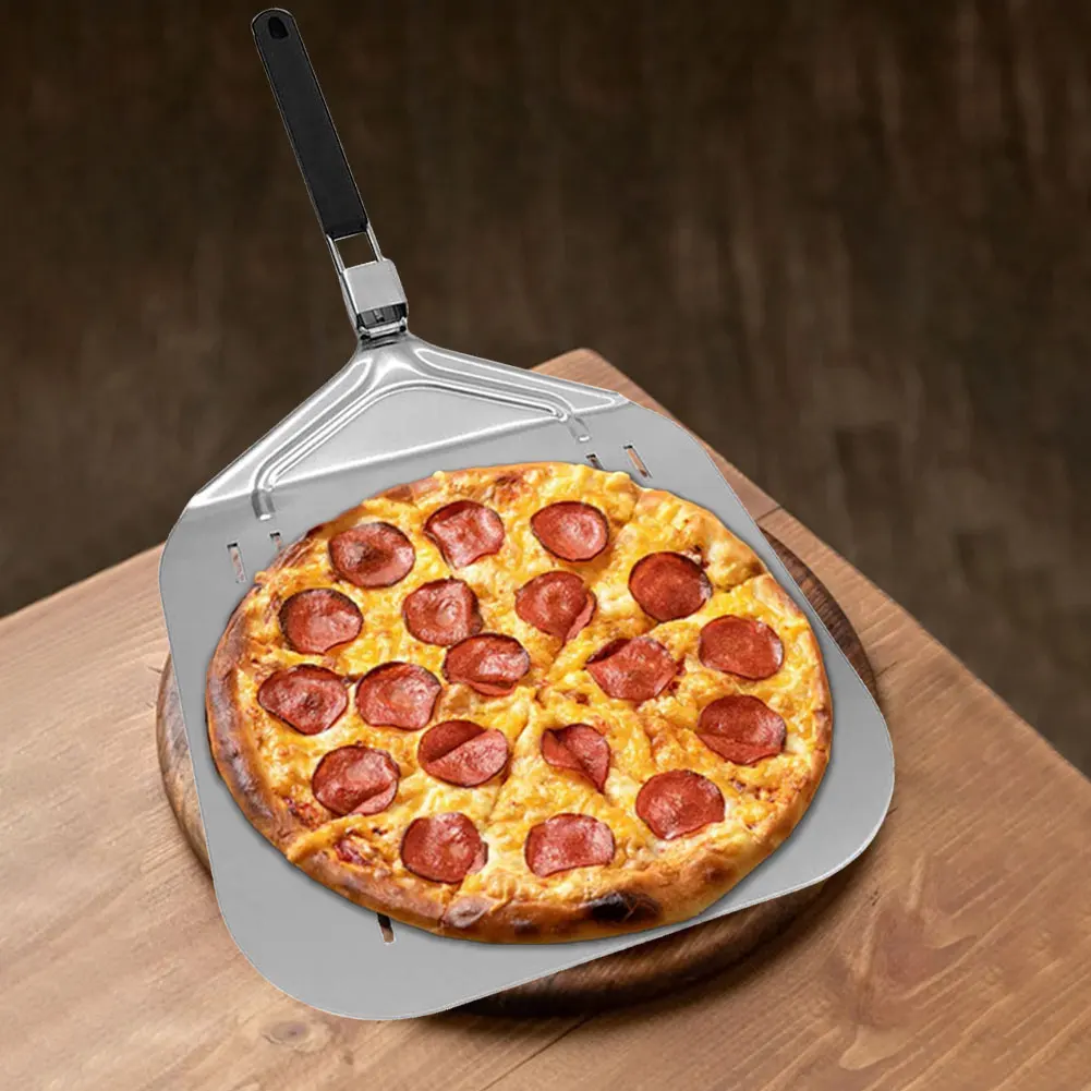 Stainless Steel Rectangular Pizza Shovel with Foldable Handle Pizza Turning Shovel Non-Stick Multi-function for Baking
Stainless Steel Rectangular Pizza Shovel with Foldable Handle Pizza Turning Shovel Non-Stick Multi-function for Baking