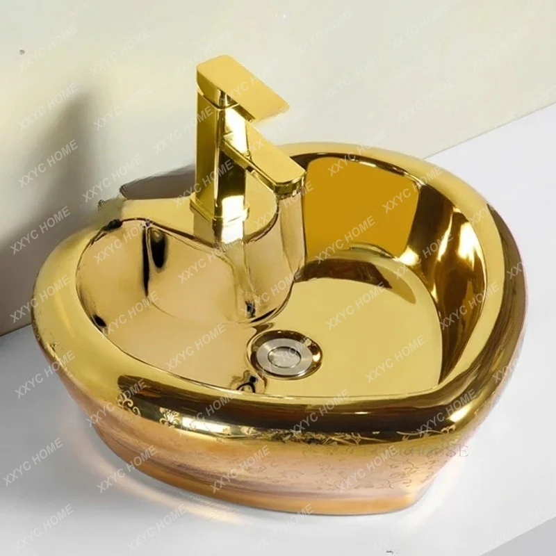 LCreative Golden Bathroom Washbasins Light Luxury Heart-shaped Bathroom Sinks Toilet Above Counter Basin Simple Kitchen Sink
LCreative Golden Bathroom Washbasins Light Luxury Heart-shaped Bathroom Sinks Toilet Above Counter Basin Simple Kitchen Sink