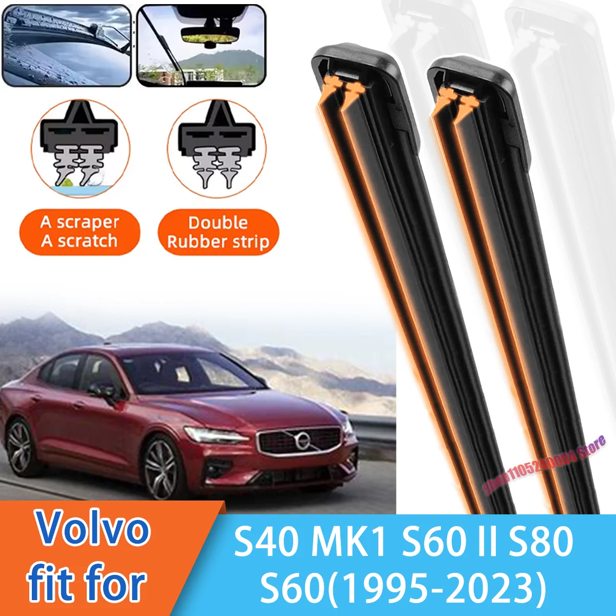 For Volvo S40 MK1 S60 II S80 1995-2023 Front Windscreen Wipers Double Rubber Car Wiper Blades Accessories
For Volvo S40 MK1 S60 II S80 1995-2023 Front Windscreen Wipers Double Rubber Car Wiper Blades Accessories