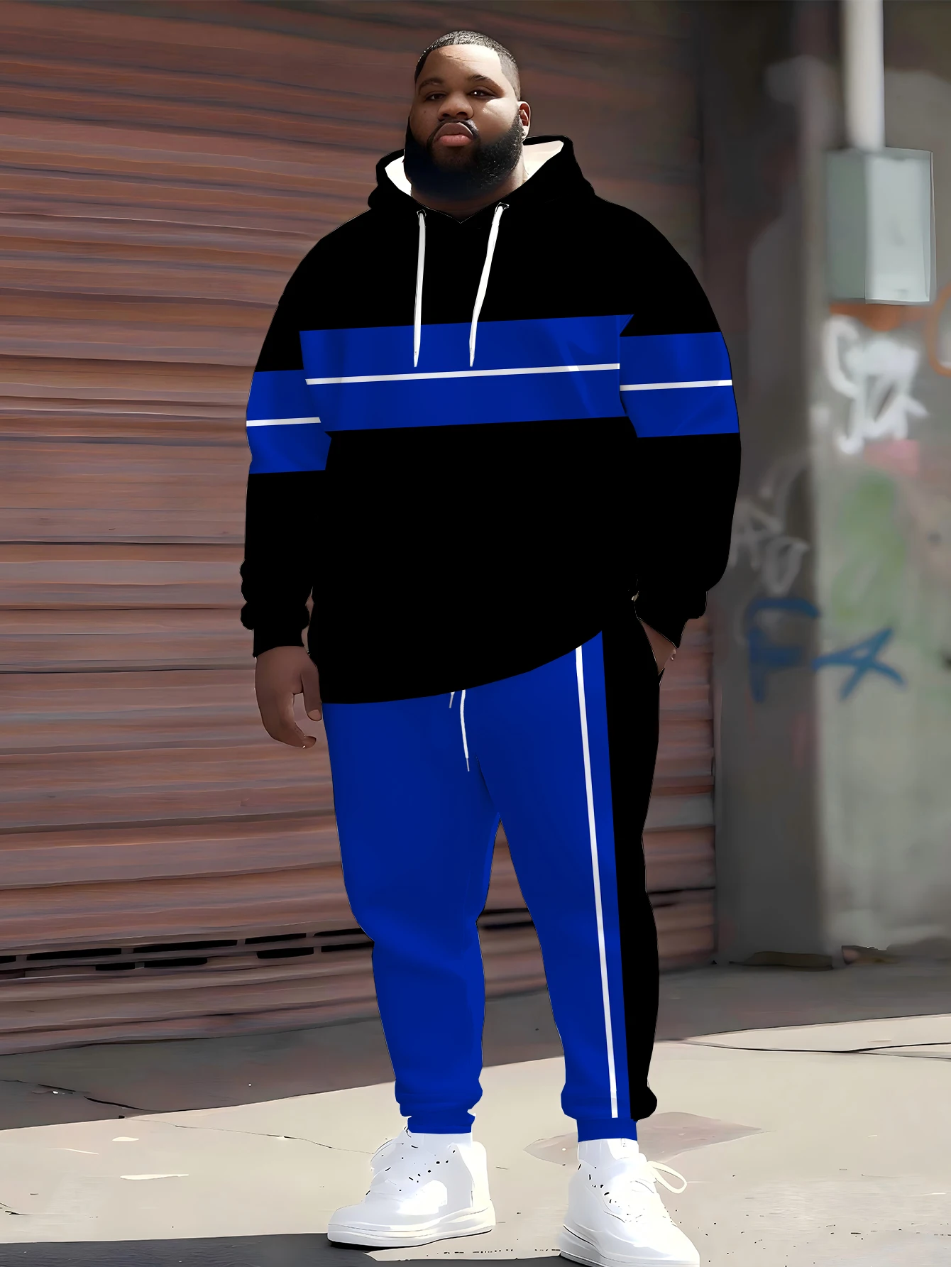 2025 Best-Selling Plus-Size Urban Navy Blue Laser Geometric Stripe Pattern Men's Hoodie & Sweatpants Set 
2025 Best-Selling Plus-Size Urban Navy Blue Laser Geometric Stripe Pattern Men's Hoodie & Sweatpants Set