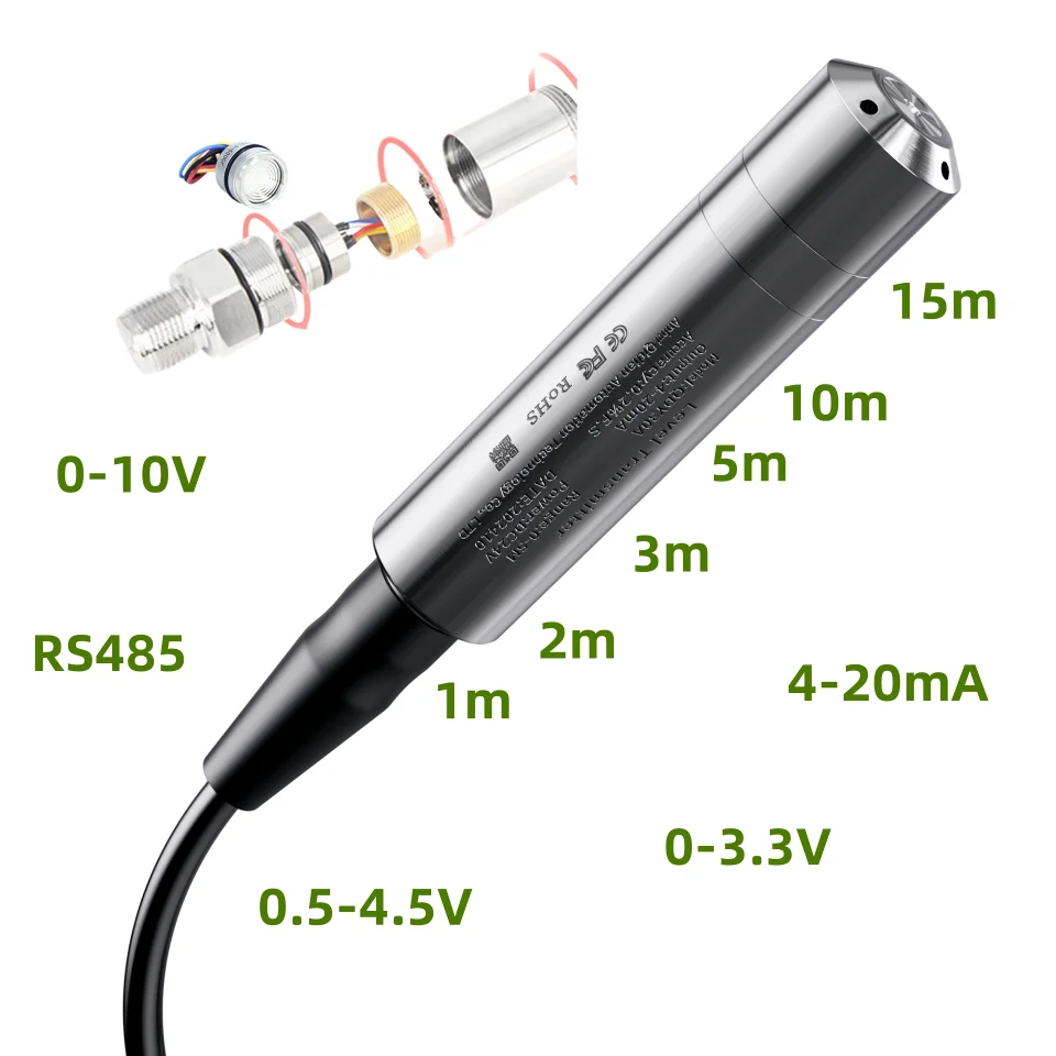 Hydrostatic Liquid Level Sensor 1m 2m 5m 10m 15m oil fuel water Transmitter Liquid Transducer
Hydrostatic Liquid Level Sensor 1m 2m 5m 10m 15m oil fuel water Transmitter Liquid Transducer