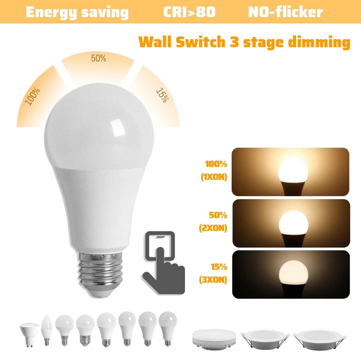 3-Way LED Dimming Light Bulb E27 E14 GU10 GX53 Indoor Three Way Lamp Energy Efficient Kitchen Hallway Ceiling Down Light Bulbs
3-Way LED Dimming Light Bulb E27 E14 GU10 GX53 Indoor Three Way Lamp Energy Efficient Kitchen Hallway Ceiling Down Light Bulbs